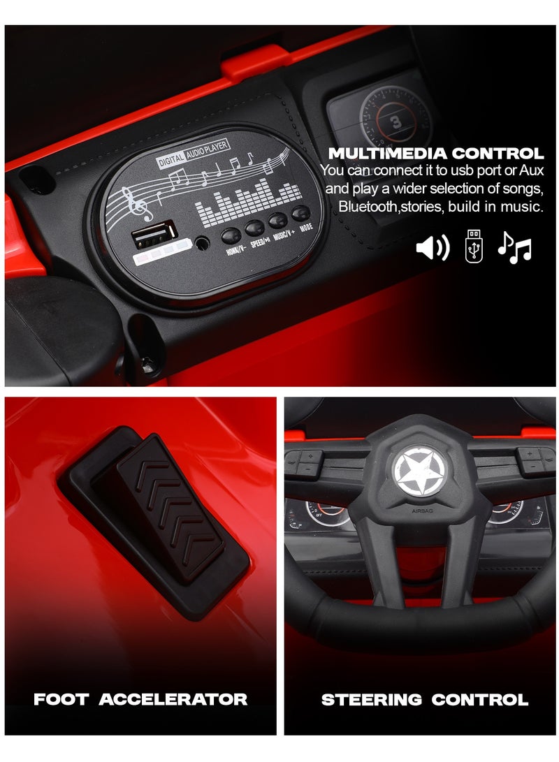 بيبي سيارة جيب راجنور تعمل بالبطارية للأطفال، سيارة قابلة لإعادة الشحن مع موسيقى وإضاءة ليد، سيارة جيب للأطفال، سيارة كبيرة للأطفال، سيارة كهربائية للأطفال، لون أحمر - Image 5