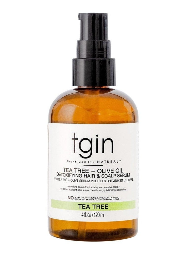 Tgin Tea Tree & Olive Oil Detoxifying Serum for Dry, Itchy Hair & Scalp - Natural Hair - Scalp Oil - 4 oz - Image 1