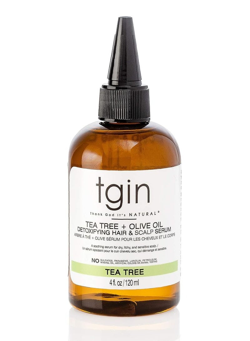 Tgin Tea Tree & Olive Oil Detoxifying Serum for Dry, Itchy Hair & Scalp - Natural Hair - Scalp Oil - 4 oz - Image 2