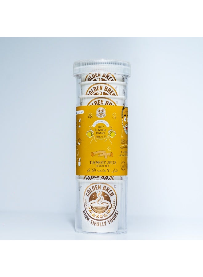 GOLDEN BREW BREW-TIFULLY YOURS! GOLDEN BREW | Turmeric Spice Herbal Tea | 10 Ready to sip tea cups| Herbal Tea | Low caffeine | No sugar added | Available in a variety of flavors - Image 1