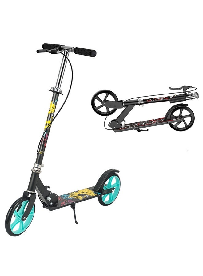 Generic Kick Scooter for Kids/Teens/Adults, Foldable and Height Adjustable, 20cm Large Wheels, Bearing Capacity 100kg, Urban Scooter with Handrake, YS-106 (Blue)  - Image 1