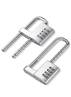 Rubik Combination Padlock, 4-Digits Adjustable Long Shackle Lock for School, Gym, Toolbox, Closet, Wardrobe, Gate, Bicycle, Cabinet, Door Handles (2 Pack, Silver)  - Image 1
