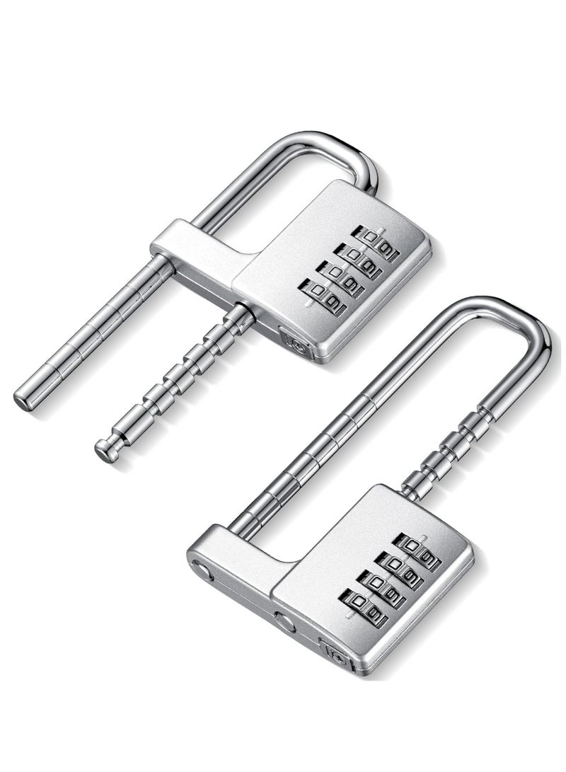 Rubik Combination Padlock, 4-Digits Adjustable Long Shackle Lock for School, Gym, Toolbox, Closet, Wardrobe, Gate, Bicycle, Cabinet, Door Handles (2 Pack, Silver)  - Image 1