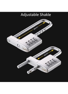 Rubik Combination Padlock, 4-Digits Adjustable Long Shackle Lock for School, Gym, Toolbox, Closet, Wardrobe, Gate, Bicycle, Cabinet, Door Handles (2 Pack, Silver)  - Image 4