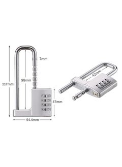 Rubik Combination Padlock, 4-Digits Adjustable Long Shackle Lock for School, Gym, Toolbox, Closet, Wardrobe, Gate, Bicycle, Cabinet, Door Handles (2 Pack, Silver)  - Image 5