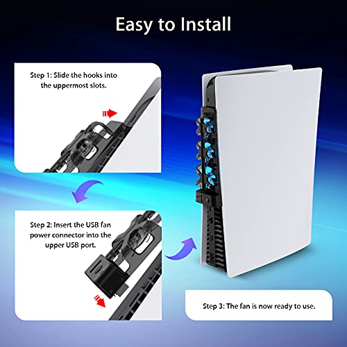 NexiGo PS5 Accessories Cooling Fan [Auto On/Off] with LED Light, for Both Disc and Digital Editions, Efficient Cooling System, Compatible with Horizontal Stand For Gaming Console - Image 4