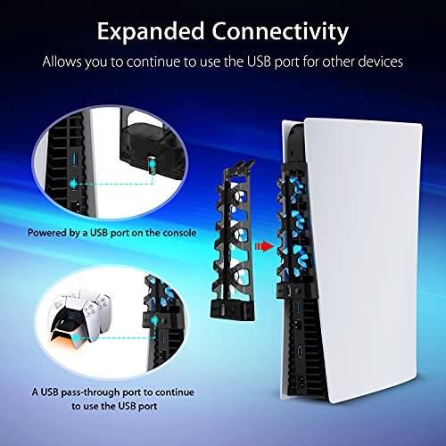 NexiGo PS5 Accessories Cooling Fan [Auto On/Off] with LED Light, for Both Disc and Digital Editions, Efficient Cooling System, Compatible with Horizontal Stand For Gaming Console - Image 3