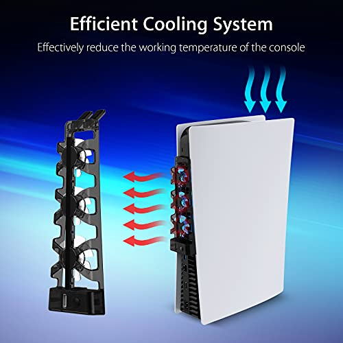 NexiGo PS5 Accessories Cooling Fan [Auto On/Off] with LED Light, for Both Disc and Digital Editions, Efficient Cooling System, Compatible with Horizontal Stand For Gaming Console - Image 2
