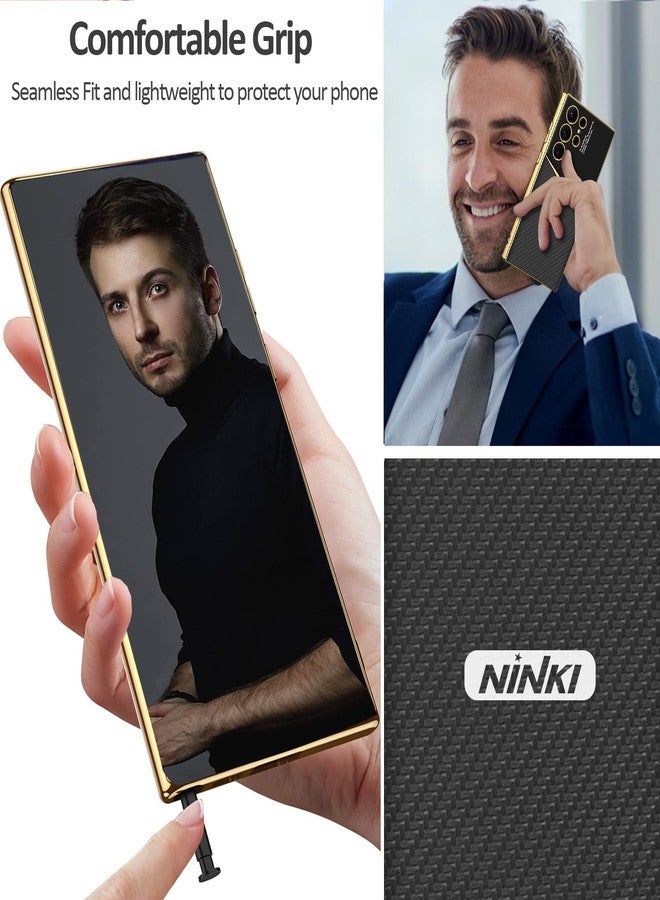 NINKI Compatible Samsung Galaxy S24 Ultra Leather Case Carbon Fiber,Electroplate Leather with Silicone TPU Protective Cover Case S24 Ultra Samsung Galaxy S24 Ultra Case for Galaxy S24 Ultra Phone Case - Image 4