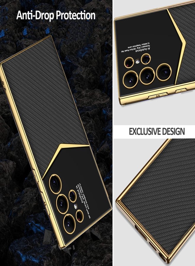 NINKI Compatible Samsung Galaxy S24 Ultra Leather Case Carbon Fiber,Electroplate Leather with Silicone TPU Protective Cover Case S24 Ultra Samsung Galaxy S24 Ultra Case for Galaxy S24 Ultra Phone Case - Image 5