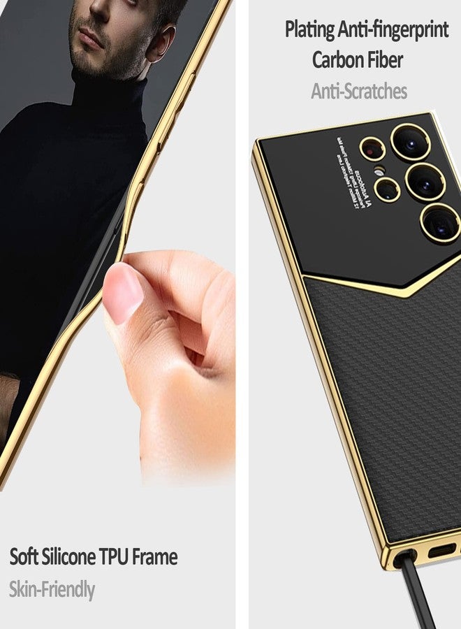 NINKI Compatible Samsung Galaxy S24 Ultra Leather Case Carbon Fiber,Electroplate Leather with Silicone TPU Protective Cover Case S24 Ultra Samsung Galaxy S24 Ultra Case for Galaxy S24 Ultra Phone Case - Image 3