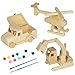 Easy Playhouse Wood Building Toy Kit DIY 3 Vehicle Projects Helicopter Truck Excavator 12 Paint Colors 2 Brushes Arts Craft Set Kids 8 - Image 2