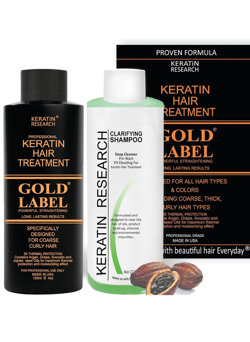 KERATIN RESEARCH GOLD LABEL Keratin Hair Straightening Blowout Treatment All Hair Types complex Colors & condition Long Lasting Eliminate Frizz & Repairs Damaged Dry Coarse Thick Wavy hair (4oz kit Gold Label)  - Image 2