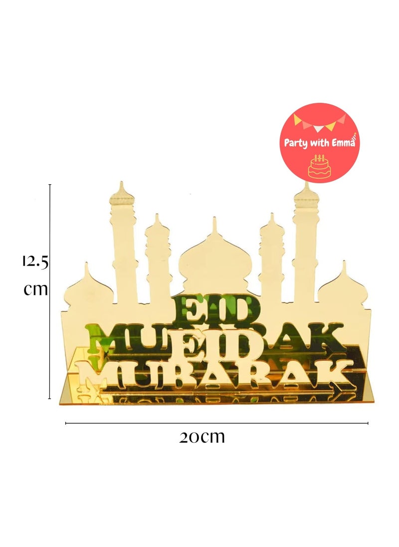 Party with Emma - Ramadan Eid Mubarak Acrylic Sign Eid Mubarak Sign Ramadan Wood Table Decor Moon Star Eid Mubarak Home Decoration Ramadan Ornaments Letter Signs for Ramadan Decoration Eid - Image 1