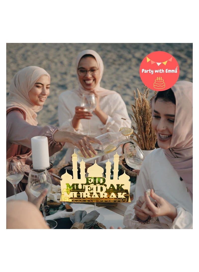 Party with Emma - Ramadan Eid Mubarak Acrylic Sign Eid Mubarak Sign Ramadan Wood Table Decor Moon Star Eid Mubarak Home Decoration Ramadan Ornaments Letter Signs for Ramadan Decoration Eid - Image 1