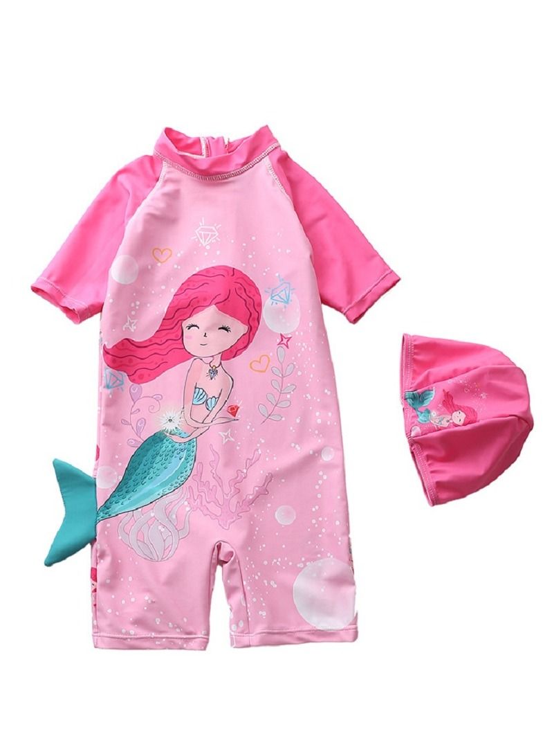 Y&D 2 piece children's swimsuit girl baby one piece surfing suit baby swimming pool girl swimsuit 110-120 cm