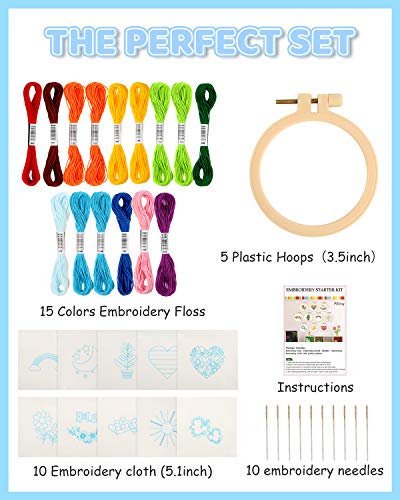 Pllieay 10 PCS Cross Stitch Kits for Beginners, Embroidery Beginner Kits for Kids 7-13, Include Instructions, Cross Stitch Kits with Pattern, Needlepoint Kits for Embroidery Projects - Image 2