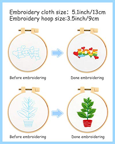 Pllieay 10 PCS Cross Stitch Kits for Beginners, Embroidery Beginner Kits for Kids 7-13, Include Instructions, Cross Stitch Kits with Pattern, Needlepoint Kits for Embroidery Projects - Image 3