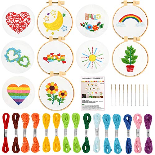 Pllieay 10 PCS Cross Stitch Kits for Beginners, Embroidery Beginner Kits for Kids 7-13, Include Instructions, Cross Stitch Kits with Pattern, Needlepoint Kits for Embroidery Projects - Image 1