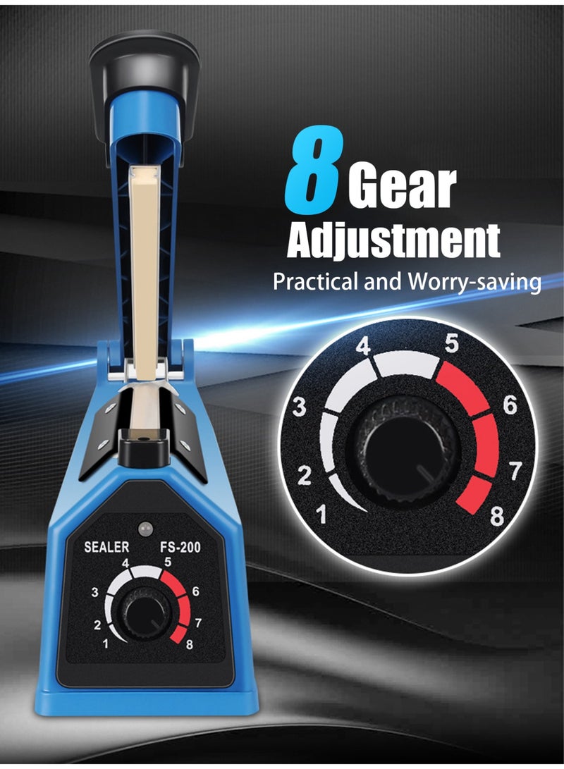 غُرَّة آلة ختم أكياس كهربائية (نبضية)، 200 مم، آلة ختم يدوية، 8 مستويات قابلة لضبط الحرارة، تسخين سريع - مناسبة لأكياس البلاستيك PP و PE، وأكياس التغليف، وتغليف الأغذية، وتطبيقات الأعمال الصغيرة. - Image 2