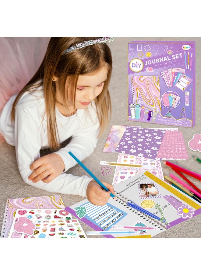 Bluejw Cross-border DIY JOURNAL SET Purple Handbook Diary Gift Box Scrapbook Sticker Children's Diary Suit - Image 4