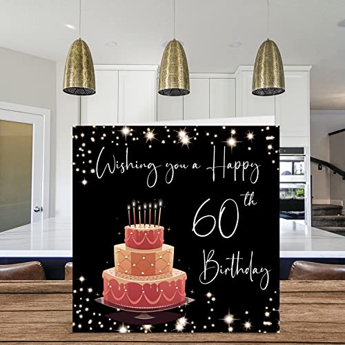Stuff4 60th Birthday Card for Women and Men – Stylish and Elegant Greeting Card with Cake – Perfect for Daughter, Son, Parents, or Friend – 5.7 x 5.7 Inch Birthday Card Gift for All Ages - Image 3