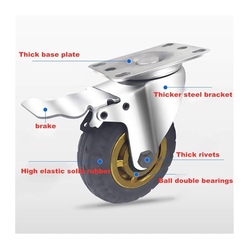 Heavy Duty 3 Inch Black Swivel Rubber Castor Wheels High Load Silent Industrial Furniture Casters - Image 3