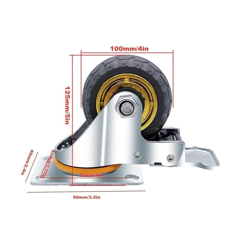 Heavy Duty 3 Inch Black Swivel Rubber Castor Wheels High Load Silent Industrial Furniture Casters - Image 4