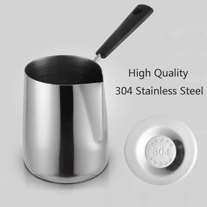 rayihni Coffee Pot 600Ml Stainless Steel Milk Frothing Pitcher With Lid And Spout Professional Milk Frothing Pitcher For Latte Art Durable Arabic Coffee Pot For Stovetop Use - Image 3