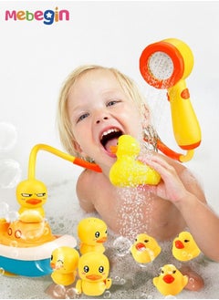 MEBEGIN 8 Pieces Kids Cute Duck Bath Shower Head Toys Set with Anti-bacterial Filter Water Spray Electric Sprinkler,Bathtime Bathroom Toys Birthday Gifts for Girls Boys,Bath Toys for Toddler  - Image 2
