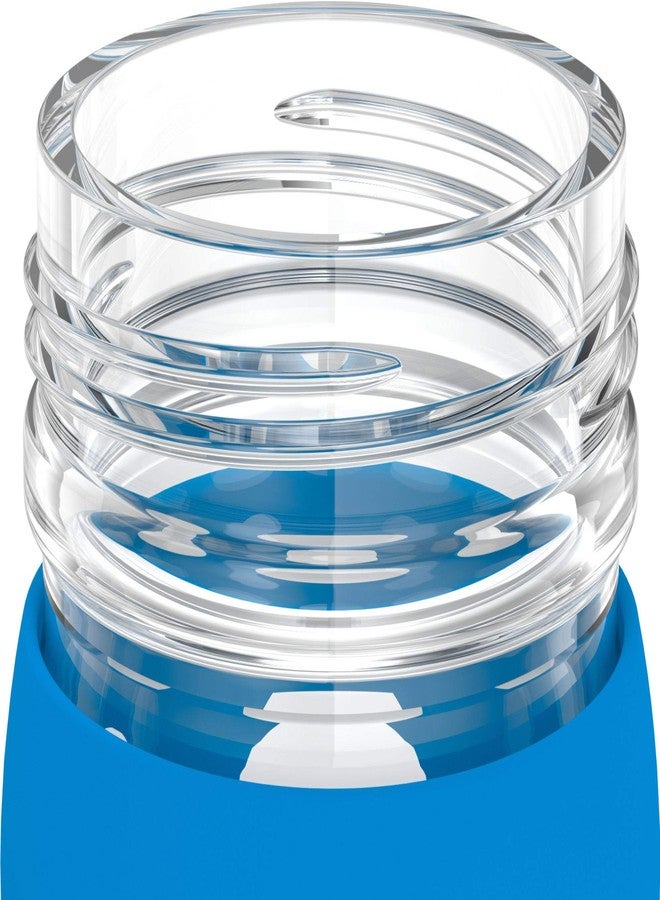 لايف فاكتوري زجاجة مياه زجاجية من لايف فاكتوري سعة 12 أونصة خالية من مادة BPA مع غطاء كلاسيكي وغطاء سيليكون واقٍ، لون أزرق كوبالت - Image 3