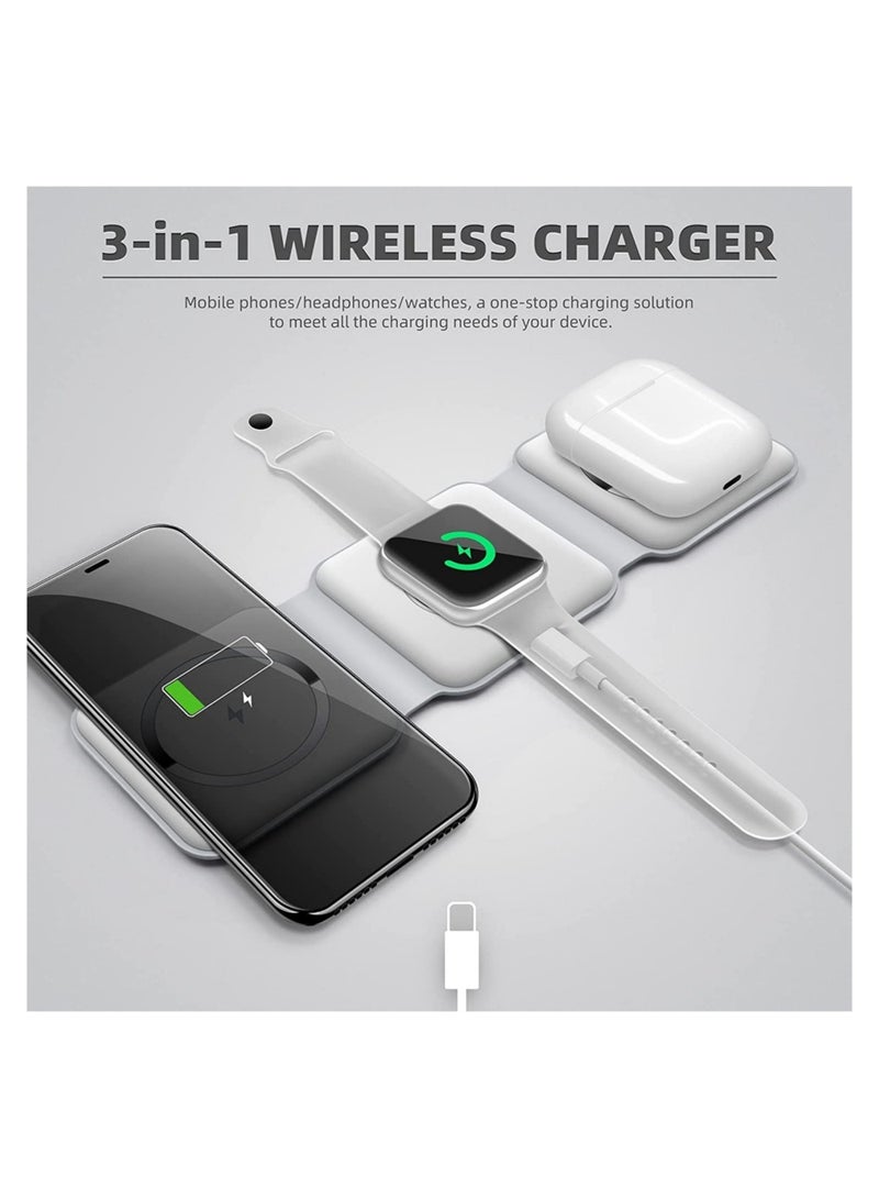 Wireless Charging, 3 in 1 Wireless Charger,Wireless Magnetic Fast Charging Foldable Dock station Charger for iPhone 14/13/12/11/8/Pro/Max,for iWatch - Image 5