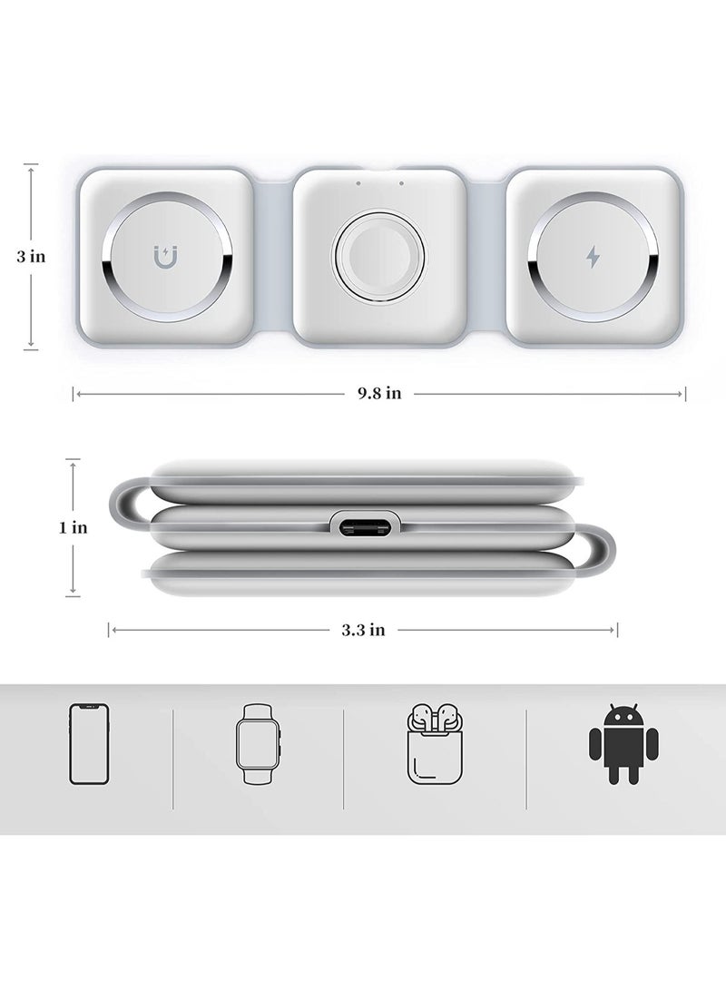 Wireless Charging, 3 in 1 Wireless Charger,Wireless Magnetic Fast Charging Foldable Dock station Charger for iPhone 14/13/12/11/8/Pro/Max,for iWatch - Image 4