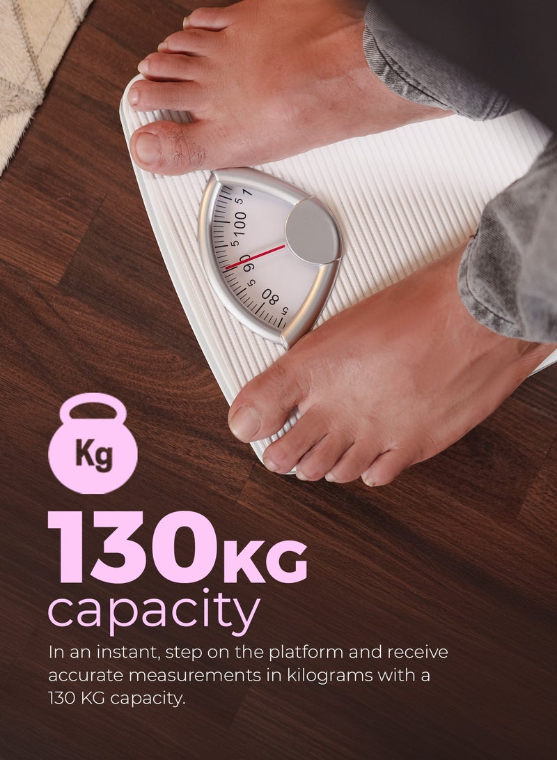 GEEPAS Mechanic Health Scale , Multi-Purpose Weighing Machine with High Precision | Dial Readings, Weighing Machine for Human Body-Weight Machine, 130 KG Capacity, Bathroom Scale, With Step On Technology - Image 2