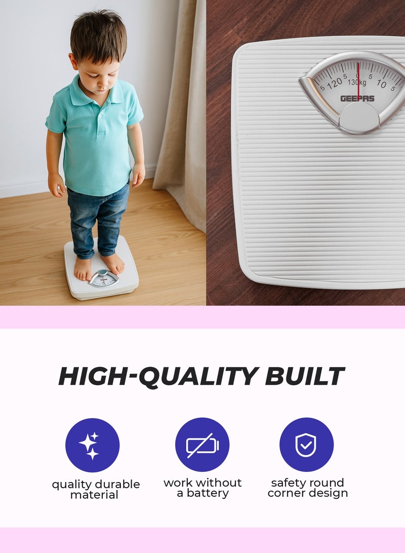 GEEPAS Mechanic Health Scale , Multi-Purpose Weighing Machine with High Precision | Dial Readings, Weighing Machine for Human Body-Weight Machine, 130 KG Capacity, Bathroom Scale, With Step On Technology - Image 4