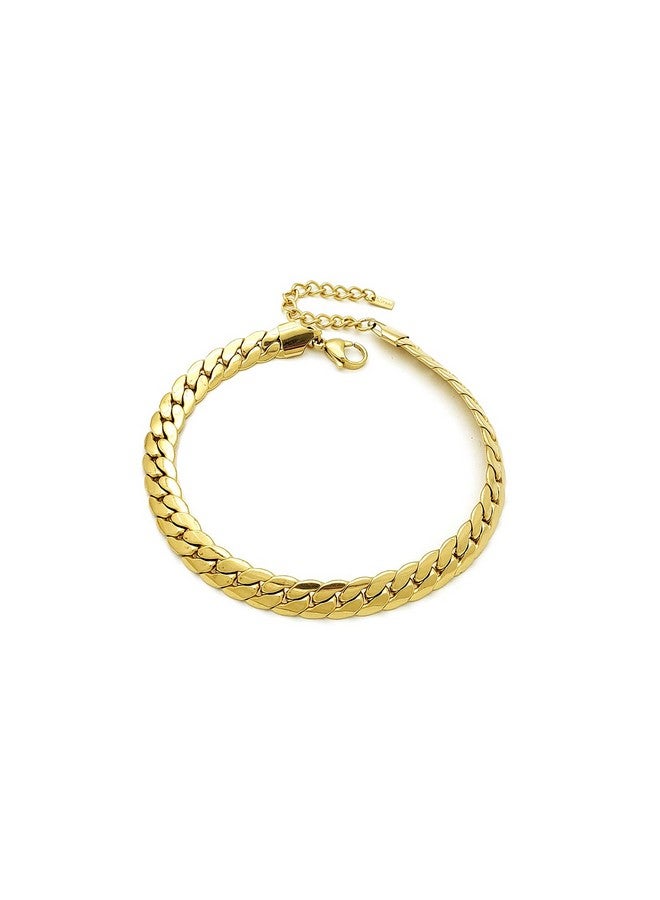 Fashion 21 Stainless Steel Chain Anklet For Women Girls Adjustable Ankle Bracelet Jewelry (N: Concave Cuban (Gold 8Mm)) - Image 1