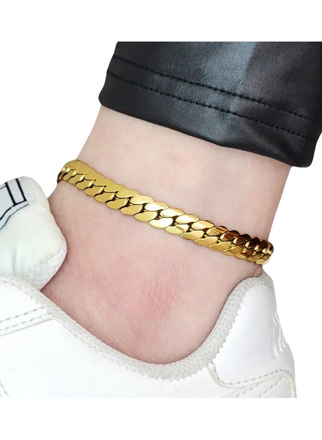Fashion 21 Stainless Steel Chain Anklet For Women Girls Adjustable Ankle Bracelet Jewelry (N: Concave Cuban (Gold 8Mm)) - Image 2