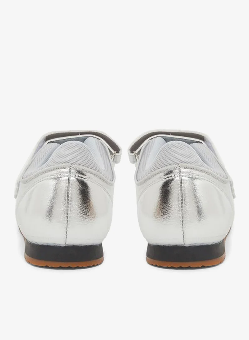 ستايلي اكتيف سنيكرز مسطح ستایلی فضي معدني من جلد البولي يوريثان