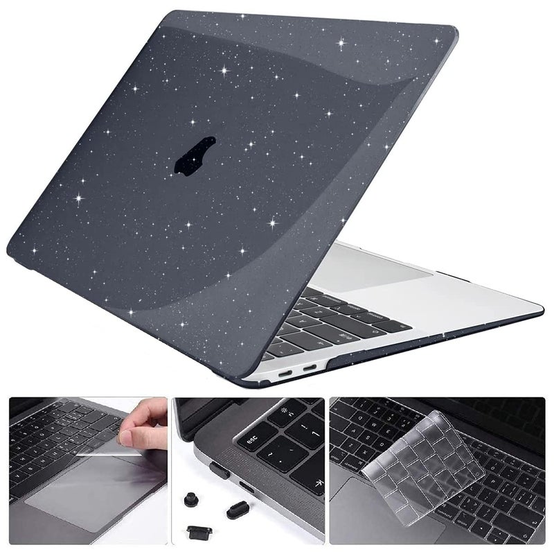MOCA Compatible with MacBook Pro 13 inch Case M2 2024 2023 2022-2016 A2338 M1 A2251 A2289 A2159 A1989 A1708 A1706 with/Without Touch Bar, Plastic Hard Shell Case Cover (Sparkly Black) - Image 1
