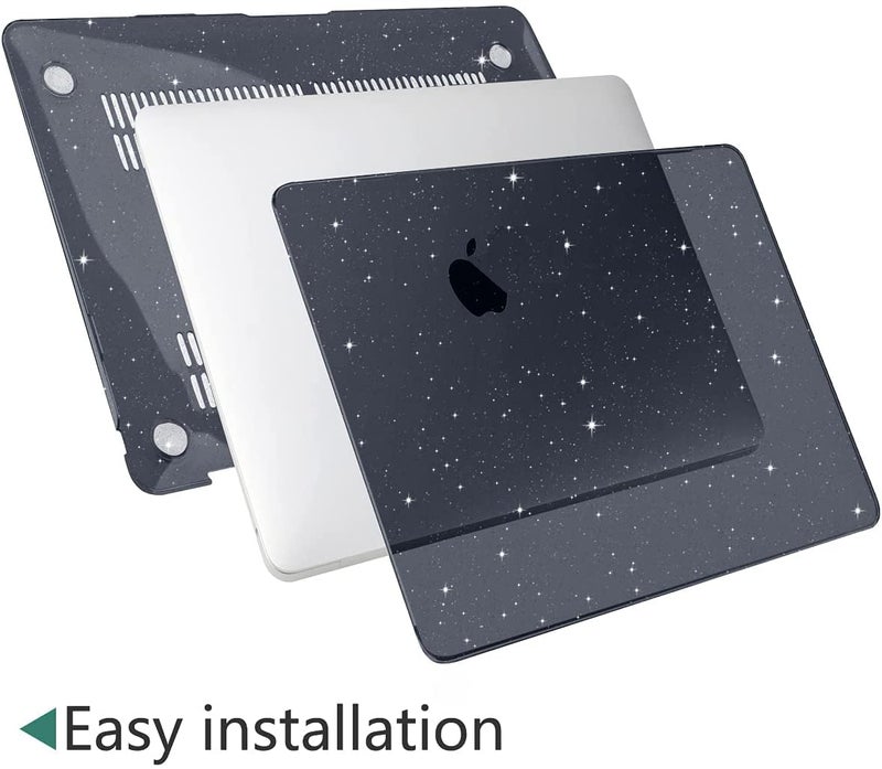MOCA Compatible with MacBook Pro 13 inch Case M2 2024 2023 2022-2016 A2338 M1 A2251 A2289 A2159 A1989 A1708 A1706 with/Without Touch Bar, Plastic Hard Shell Case Cover (Sparkly Black) - Image 2