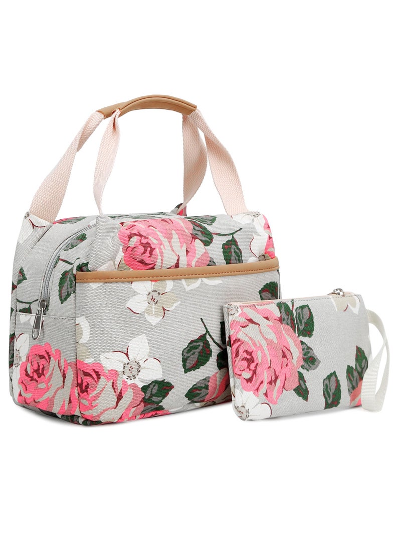 Loquat Printed Schoolbag Fashionable Three-Piece Backpack For Girls Grey  - Image 3