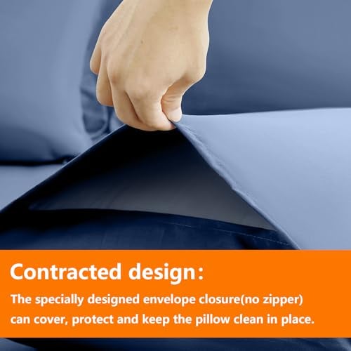 TAIMIT Slate Blue Twin Size Comforter Set - 5 Pieces, Bed in a Bag Bedding Sets with All Season Soft Quilted Warm Fluffy Reversible Comforter,Flat Sheet,Fitted Sheet,1 Pillow Shams,1 Pillowcases - Image 4