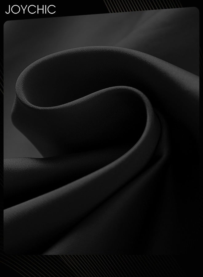 Joychic Solid Colour Sweet Pajamas for Women Spring and Autumn Ice Silk Breathable Suspenders Nightgown Backless Evening Dress with Adjustable Straps Black - Image 4