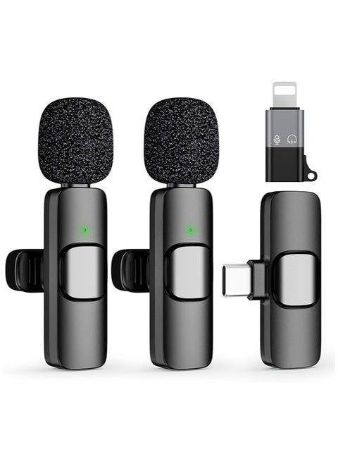 Wireless Microphone for Phone(USB-C) Dual Wireless Microphone for Video Recording, Live Stream, Vlog, YouTube, TikTok, Facebook, Zoom - Noise Reduction & Plug-Play(No Need App/Bluetooth)
