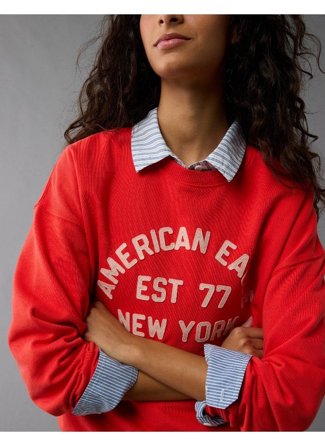 American Eagle AE Logo Graphic Relaxed Crew Neck Sweatshirt  - Image 5