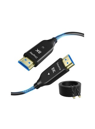 كابل HDMI من الألياف البصرية بدقة 8K – بطول 50 متر (164 قدم)، عالي السرعة – يدعم 8K عند 60 هرتز، HDR ديناميكي، eARC، HDCP 2.2 و2.3، ثلاثي الأبعاد – متوافق مع الشاشات وأجهزة الألعاب والبروجكتور