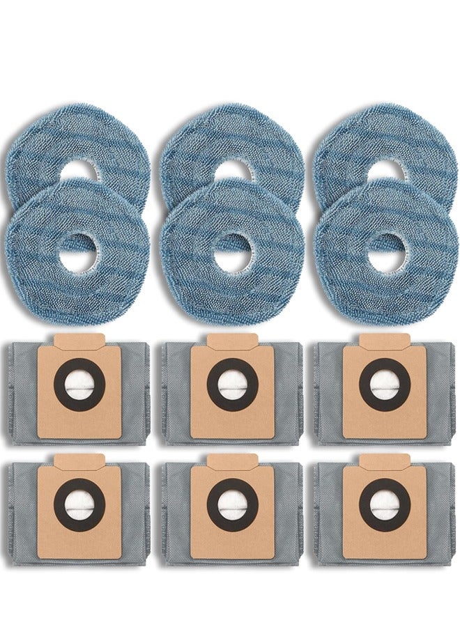 Robot Vacuum Replacement Parts 12 Packs Replacement Parts Vacuum Cleaner Bags Vacuum Mop Pads for  Robot Vacuum Accessories,6 Dust Bags,6 Mop Pads for Robot Vacuum - Image 1