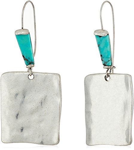 Robert Lee Morris Soho Womens Square Turquoise Stone Dangle Earrings, Turquoise/Silver 5 - Image 3