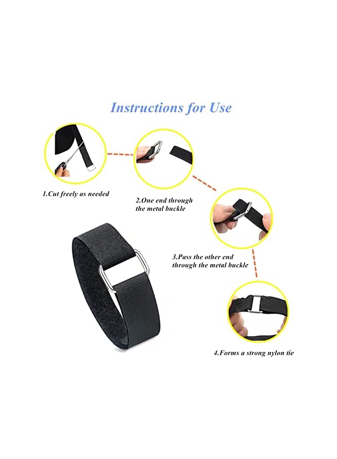 PROMASS 32Ft Adjustable Fastening Cable Straps with 50 Metallic Buckles, Adjustable Cut-to-Length Fastening Cord Management Organizer Wire Wrap Strap for Home, Office, Data Centers - Image 3