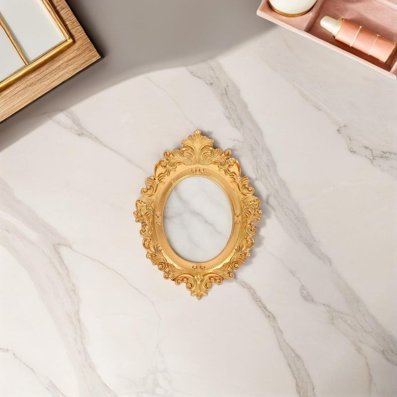 4pcs Mini Vintage Gold Resin Picture Frames Small Retro Photo Holders Baroque Style for Jewelry Display Manicure Props Home and Party Decoration - Image 5